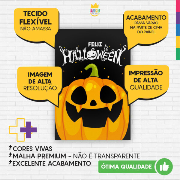 Kit Casado Hallowen Painel Redondo Trio Capas Cilindro Retangular Vertical Em Tecido - Image 6