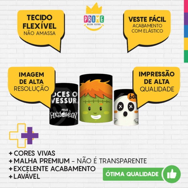 Trio Capa Cilindro Halloween 3D Em Tecido Com Elástico - Image 3