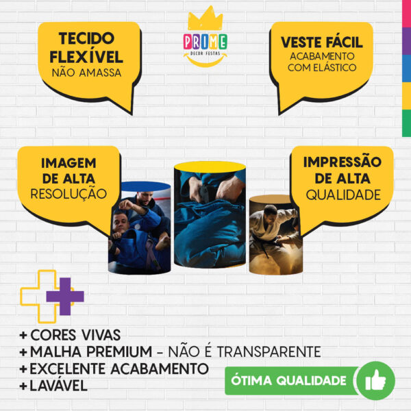 Trio Capa Cilindro Jiu-Jitsu 3D Em Tecido Com Elástico - Image 3