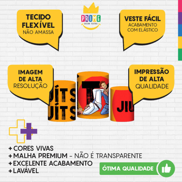 Trio Capa Cilindro Jiu-Jitsu 3D Em Tecido Com Elástico - Image 3