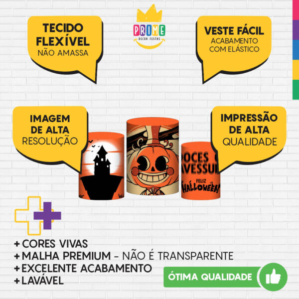 Trio Capa Cilindro Halloween 3D Em Tecido Com Elástico - Image 3