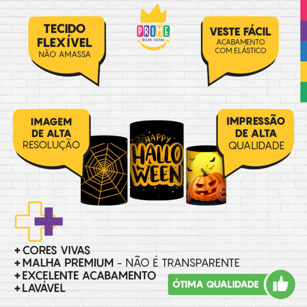 Trio Capa Cilindro Halloween 3D Em Tecido Com Elástico - Image 3