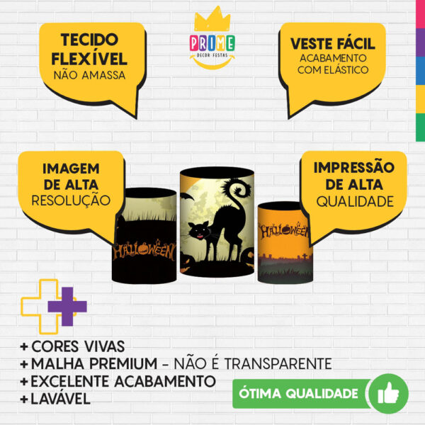 Trio Capa Cilindro Halloween 3D Em Tecido Com Elástico - Image 3
