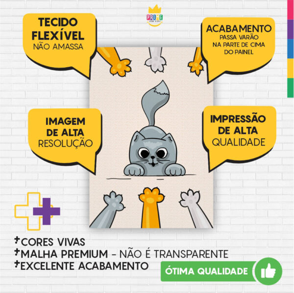 Painel de Festa Retangular 3D Gatos Casadinho 1,50m x 2,20 - Image 3