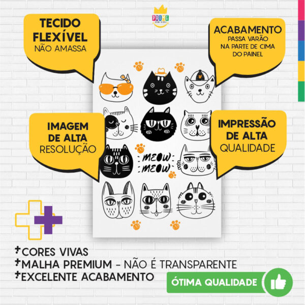 Painel de Festa Retangular 3D Gatos Casadinho 1,50m x 2,20 - Image 3