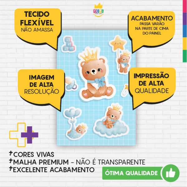 Painel de Festa Retangular 3D Ursinhos Casadinho 1,50m x 2,20 - Image 3
