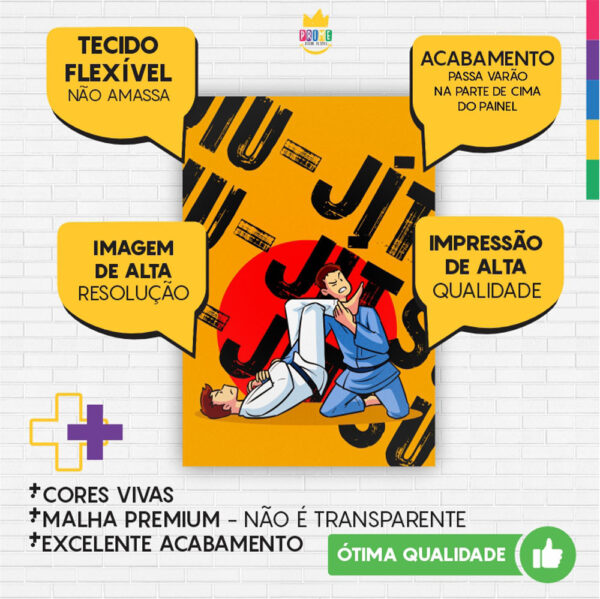 Painel de Festa Retangular 3D Jiu-Jitsu Casadinho 1,50m x 2,20 - Image 3