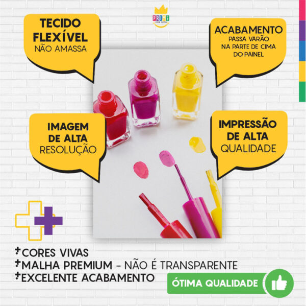 Painel de Festa Retangular 3D Unhas Manicure Casadinho 1,50m x 2,20 - Image 3