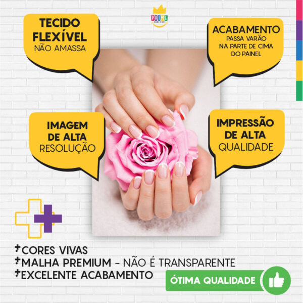 Painel de Festa Retangular 3D Unhas Manicure Casadinho 1,50m x 2,20 - Image 3