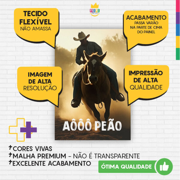 Painel de Festa Retangular 3D Cowboy Casadinho 1,50m x 2,20 - Image 3