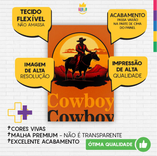 Painel de Festa Retangular 3D Cowboy Casadinho 1,50m x 2,20 - Image 3