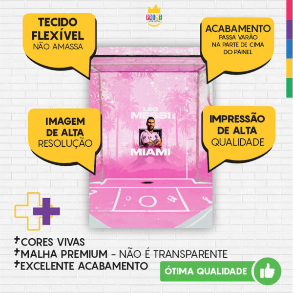 Painel de Festa Retangular 3D Inter Miami Messi Casadinho 1,50m x 2,20 - Image 3