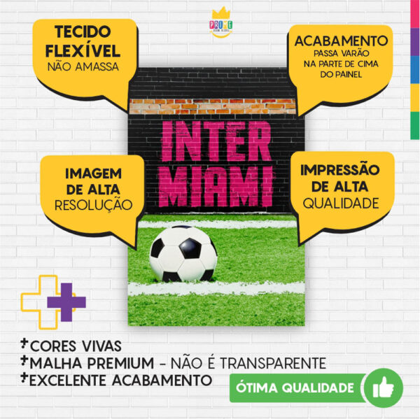 Painel de Festa Retangular 3D Inter Miami Messi Casadinho 1,50m x 2,20 - Image 3