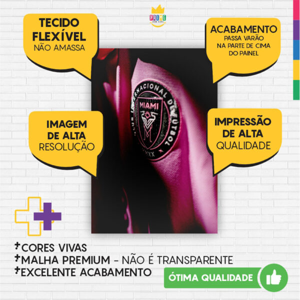 Painel de Festa Retangular 3D Inter Miami Messi Casadinho 1,50m x 2,20 - Image 3