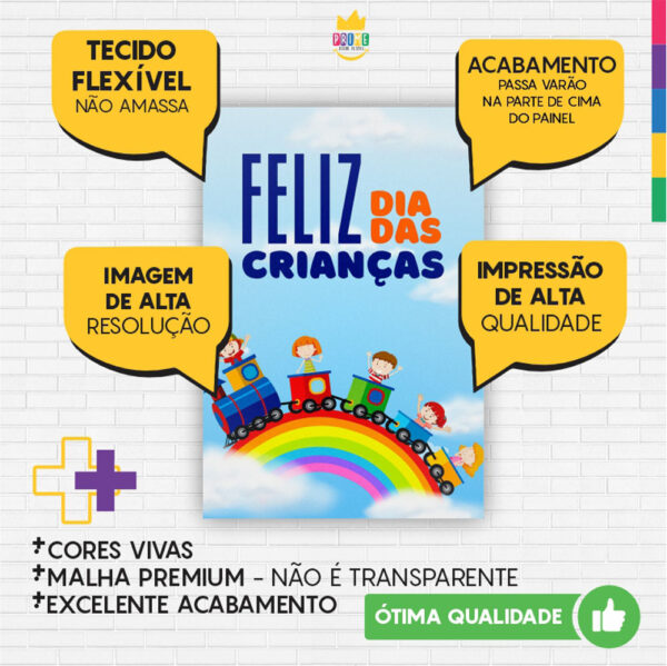 Painel de Festa Retangular 3D Dia das Crianças Casadinho 1,50m x 2,20 - Image 3