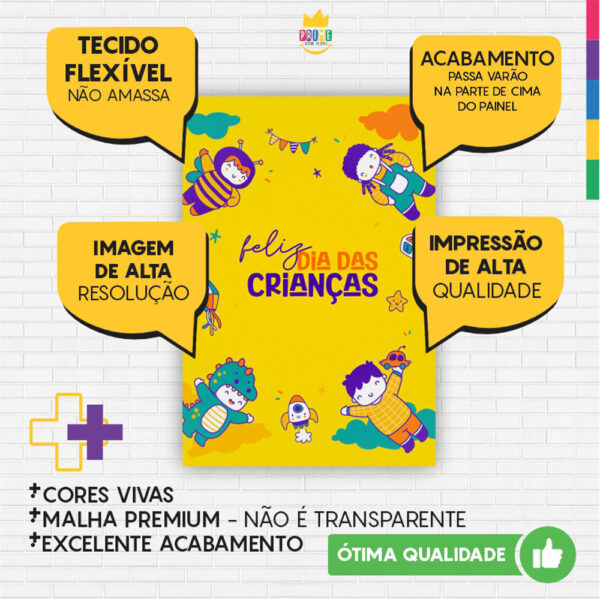 Painel de Festa Retangular 3D Dia das Crianças Casadinho 1,50m x 2,20 - Image 3