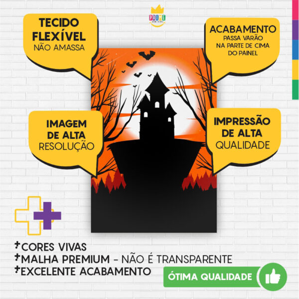 Painel de Festa Retangular 3D Halloween Casadinho 1,50m x 2,20 - Image 3
