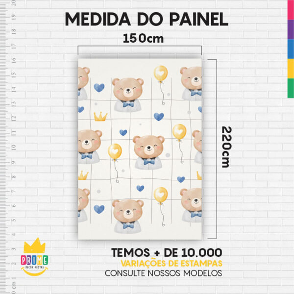 Painel de Festa Retangular 3D Ursinhos Casadinho 1,50m x 2,20 - Image 4