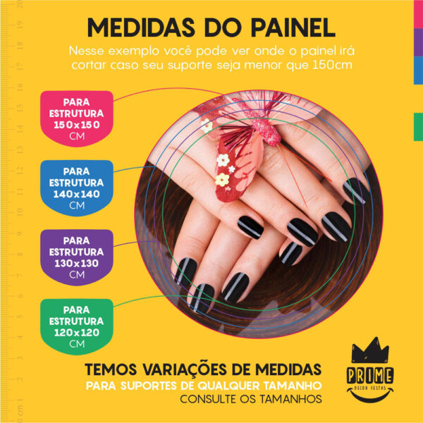Kit Casado Unhas Manicure Painel Redondo Trio Capas Cilindro Retangular Vertical Em Tecido - Image 4
