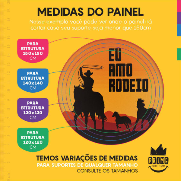 Kit Casado Cowboy Painel Redondo Trio Capas Cilindro Retangular Vertical Em Tecido - Image 4