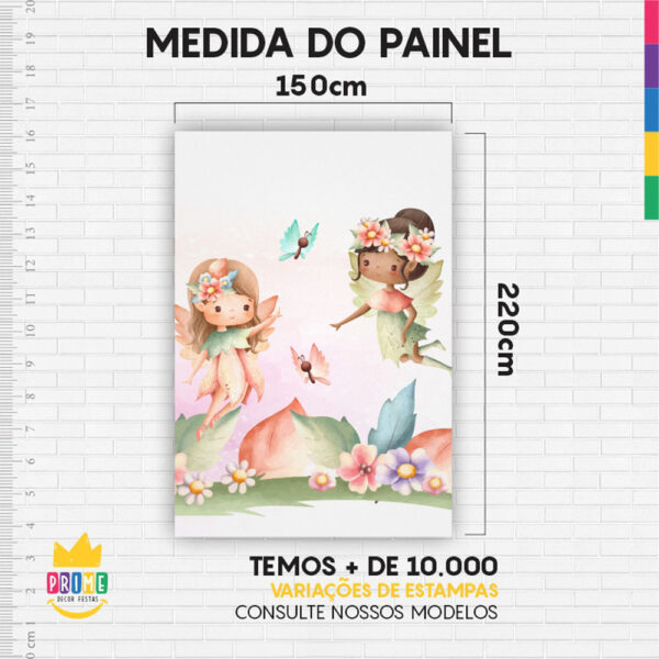 Painel de Festa Retangular 3D Fadas Casadinho 1,50m x 2,20 - Image 4