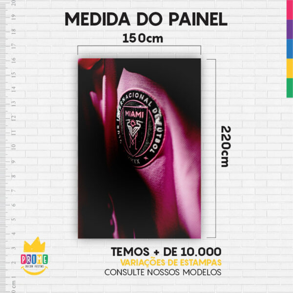 Painel de Festa Retangular 3D Inter Miami Messi Casadinho 1,50m x 2,20 - Image 4