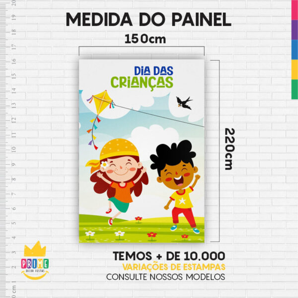 Painel de Festa Retangular 3D Dia das Crianças Casadinho 1,50m x 2,20 - Image 4