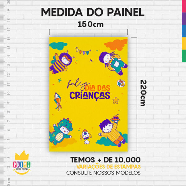 Painel de Festa Retangular 3D Dia das Crianças Casadinho 1,50m x 2,20 - Image 4