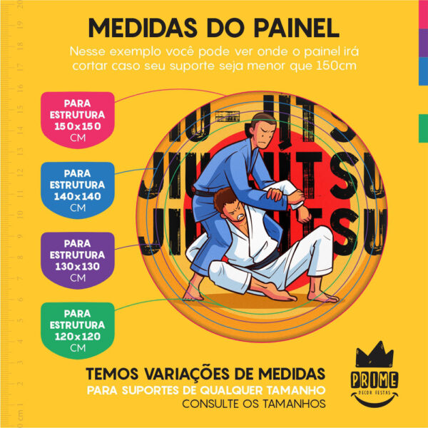 Painel Redondo 3D Jiu-Jitsu Tecido Sublimado 1,50m x 1,50m - Image 4