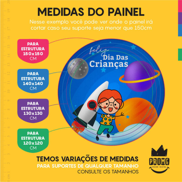 Painel Redondo 3D Dia das Crianças Tecido Sublimado 1,50m x 1,50m - Image 4