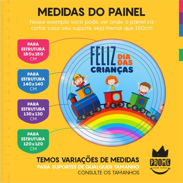 Painel Redondo 3D Dia das Crianças Tecido Sublimado 1,50m x 1,50m - Image 4