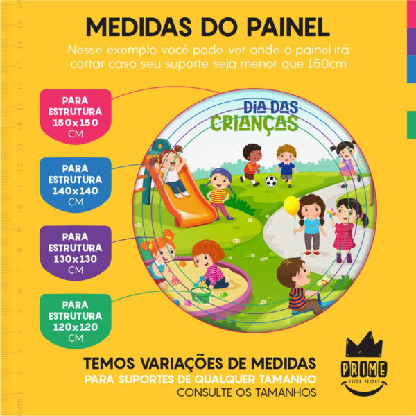 Painel Redondo 3D Dia das Crianças Tecido Sublimado 1,50m x 1,50m - Image 4