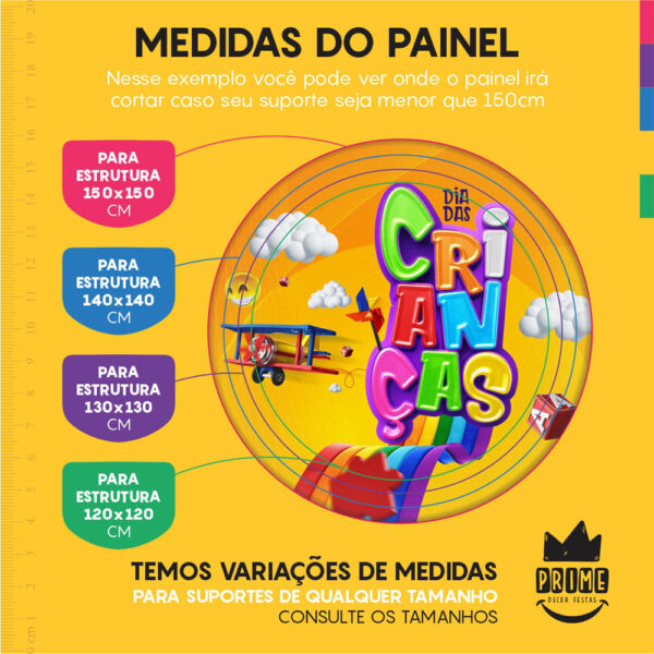 Painel Redondo 3D Dia das Crianças Tecido Sublimado 1,50m x 1,50m - Image 4