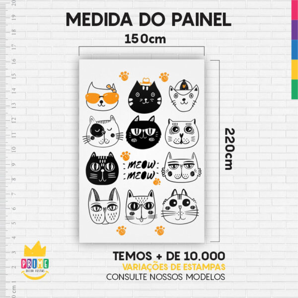 Painel de Festa Retangular 3D Gatos Casadinho 1,50m x 2,20 - Image 4