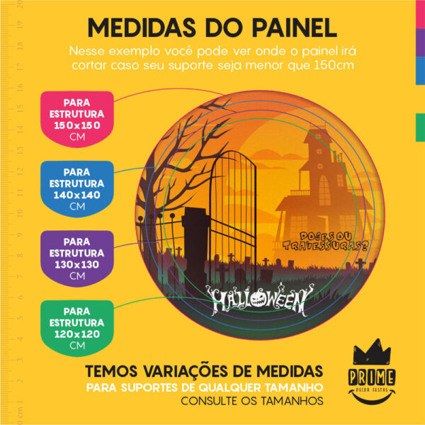Painel Redondo 3D Halloween Tecido Sublimado 1,50m x 1,50m - Image 4