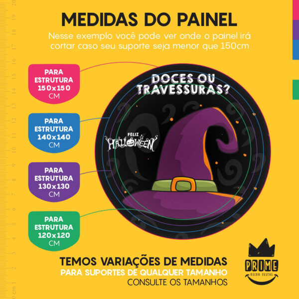 Painel Redondo 3D Halloween Tecido Sublimado 1,50m x 1,50m - Image 4