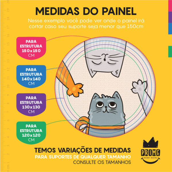Trio Capa Cilindro + Painel Redondo 3D Gatos 1,50m Veste Fácil - Image 4