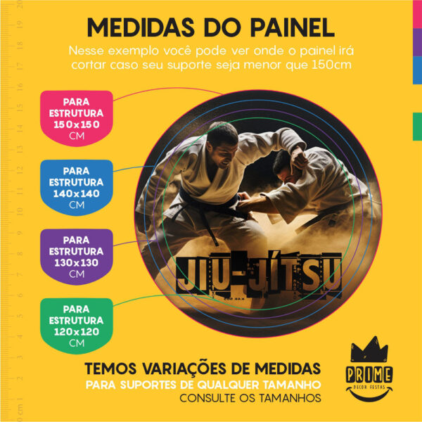 Trio Capa Cilindro + Painel Redondo 3D Jiu-Jitsu 1,50m Veste Fácil - Image 4