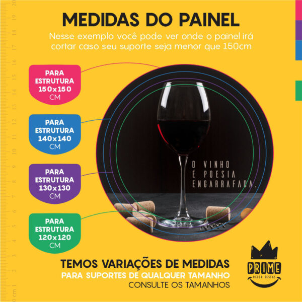 Trio Capa Cilindro + Painel Redondo 3D Vinho 1,50m Veste Fácil - Image 4