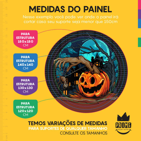 Trio Capa Cilindro + Painel Redondo 3D Halloween 1,50m Veste Fácil - Image 4