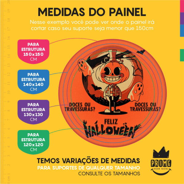 Trio Capa Cilindro + Painel Redondo 3D Halloween 1,50m Veste Fácil - Image 4