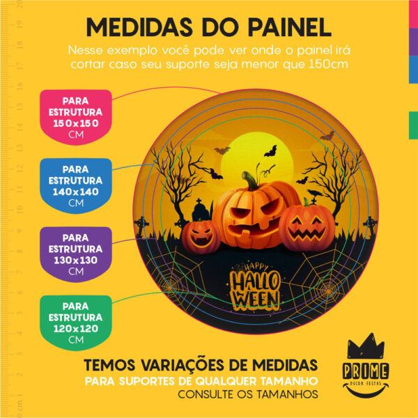 Trio Capa Cilindro + Painel Redondo 3D Halloween 1,50m Veste Fácil - Image 4