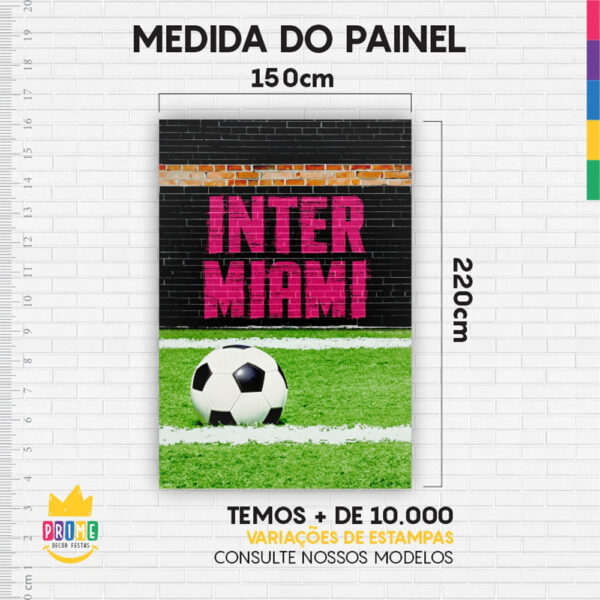 Kit Casado Inter Miami Messi Painel Redondo Trio Capas Cilindro Retangular Vertical Em Tecido - Image 6