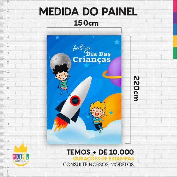Painel de Festa Retangular 3D Dia das Crianças Casadinho 1,50m x 2,20 - Image 4