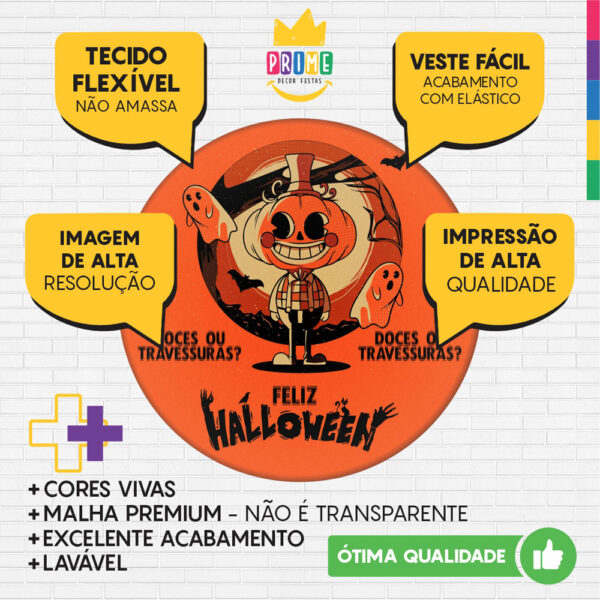 Kit Casado Hallowen Painel Redondo Trio Capas Cilindro Retangular Vertical Em Tecido - Image 4
