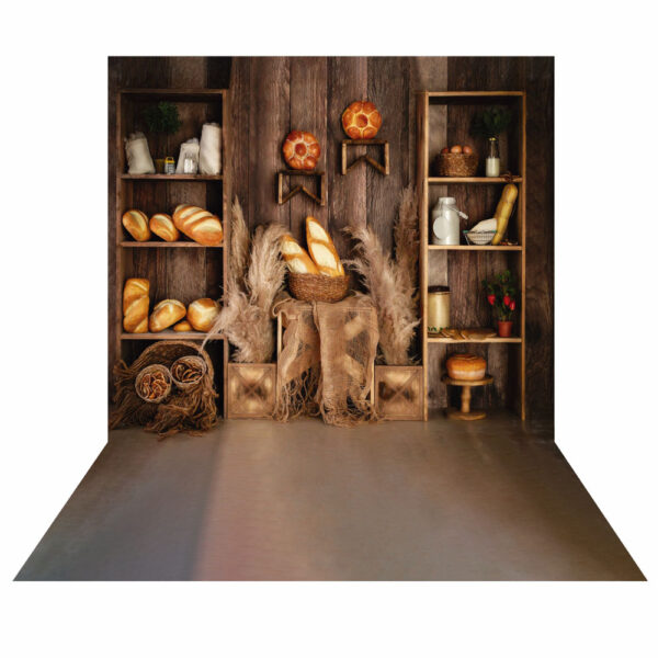 Fundo Fotográfico Cenário Estante Pães Tecido 2,20m x1,50m FF192