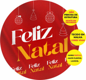 Painel Redondo 3D Natal Abre Fácil Tecido 1,50m X 1,50m