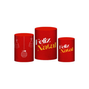 Trio Capa Cilindro Natal 3D Em Tecido Com Elástico