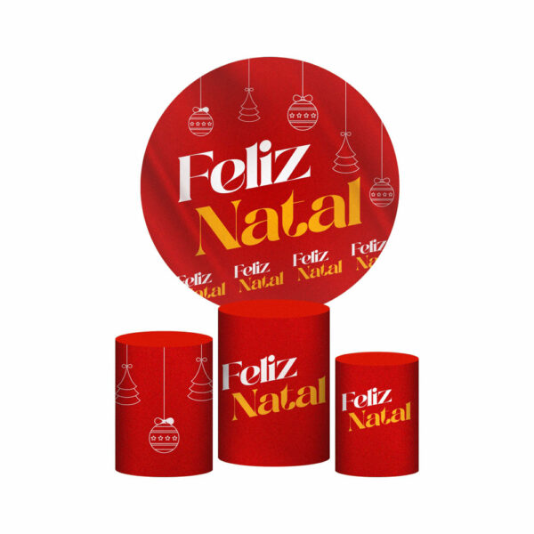 Trio Capa Cilindro + Painel Redondo 3D Natal 1,50m Veste Fácil