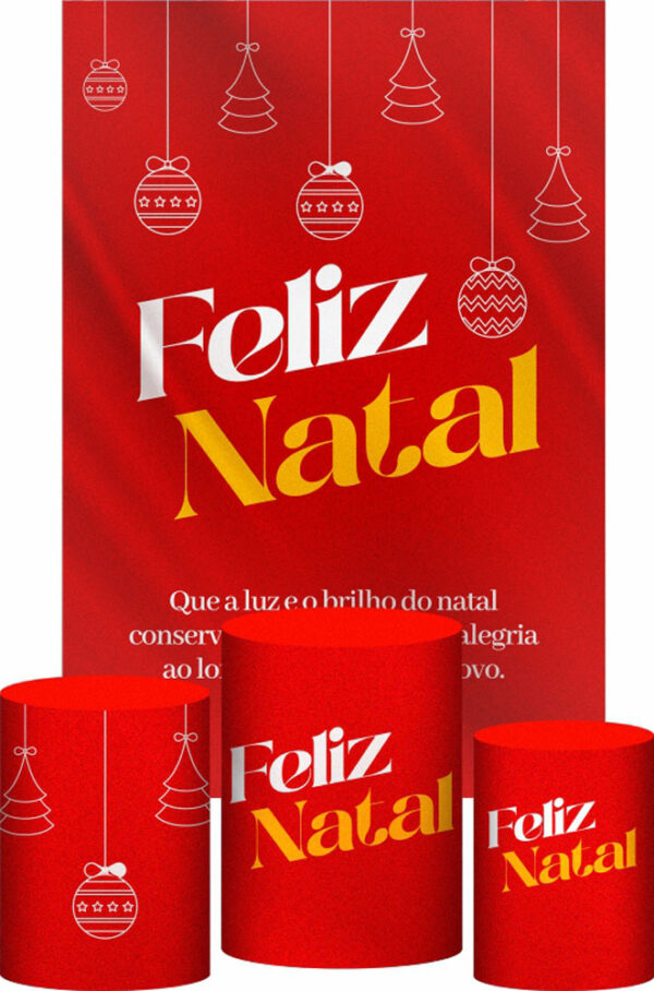 Kit Casado Natal Trio Capa Cilindro Retangular Tecido